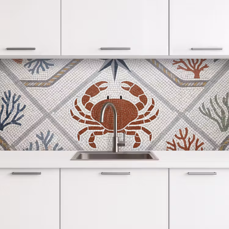 Dier - Mozaïek - Zee - Klassiek - Bruin keuken achterwand 2 middel -3d