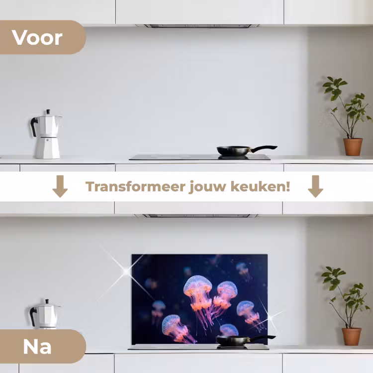Dier - Onderwater - Natuur - Roze - Mysterieus keuken achterwand spatscherm klein -voor_na_NL