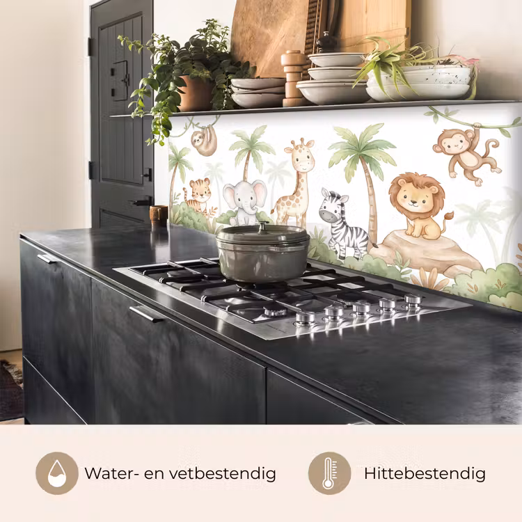 Dieren - Jungle - Pastel keuken achterwand 2 middel -usp_NL