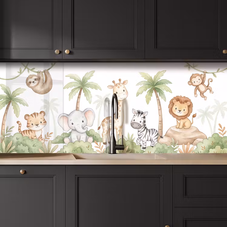 Dieren - Jungle - Pastel keuken achterwand 2 middel -sfeer1