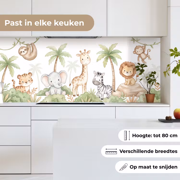 Dieren - Jungle - Pastel keuken achterwand 2 middel -sfeer4_NL