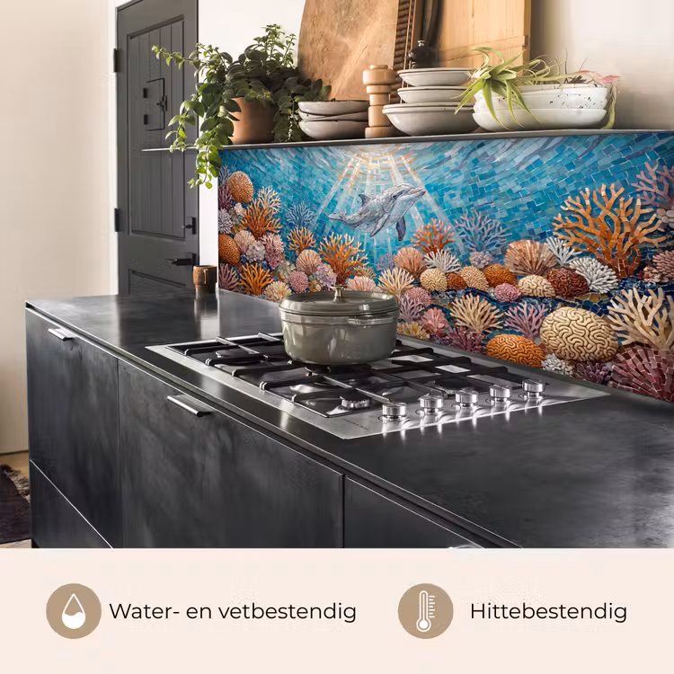 Dieren - Mozaïek - Oceaan - Koraal - Blauw keuken achterwand 2 middel -usp_NL