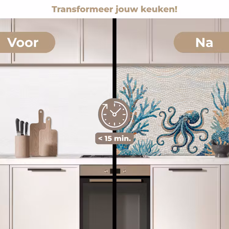 Dieren - Onderwater - Natuur - Mozaïek - Blauw keuken achterwand 2 middel -voor-na2_NL