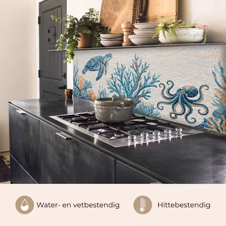 Dieren - Onderwater - Natuur - Mozaïek - Blauw keuken achterwand 2 middel -usp_NL