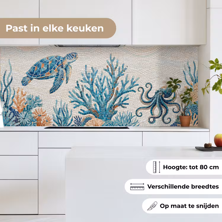 Dieren - Onderwater - Natuur - Mozaïek - Blauw keuken achterwand 2 middel -sfeer4_NL
