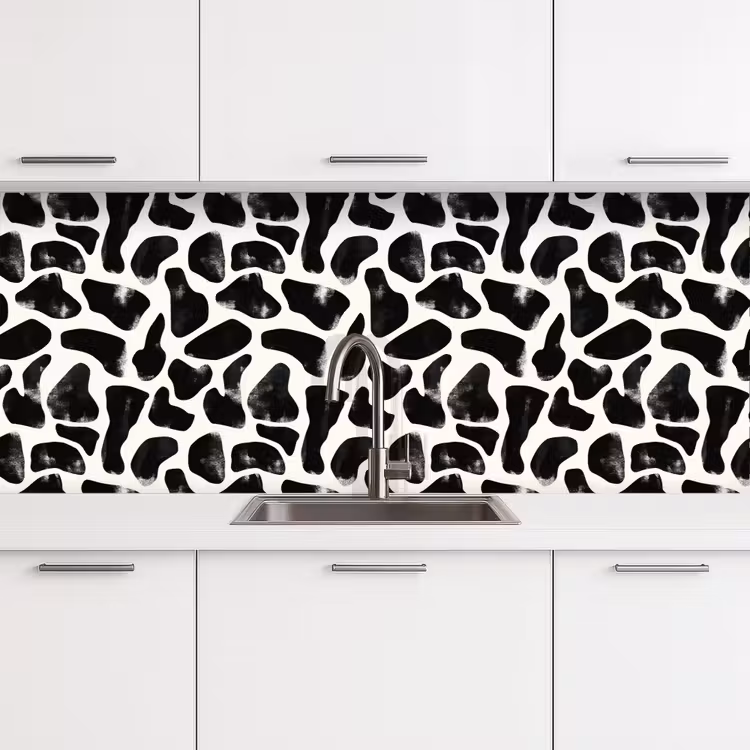Dierenpatroon - Vlekken - Zwart - Wit keuken achterwand 2 middel 871 -3d