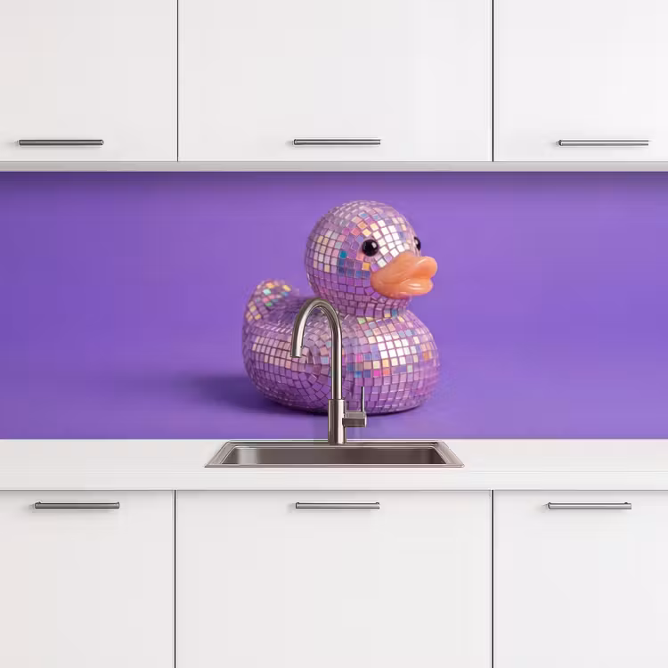 Disco - Eend - Paars keuken achterwand 2 middel -3d