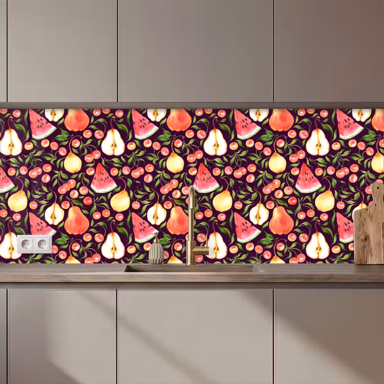 Donker - Bladeren - Fruit - Patroon keuken achterwand 2 middel 871 zz_3dshopping