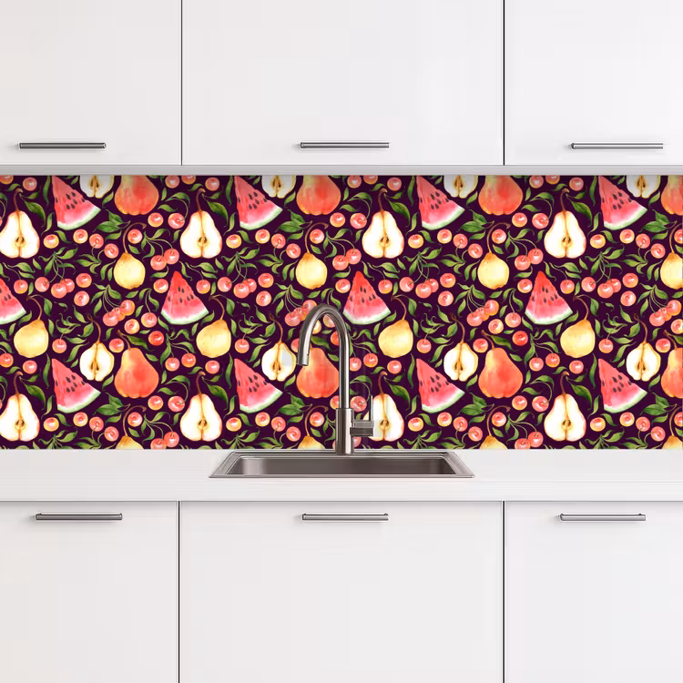 Donker - Bladeren - Fruit - Patroon keuken achterwand 2 middel 871 -3d