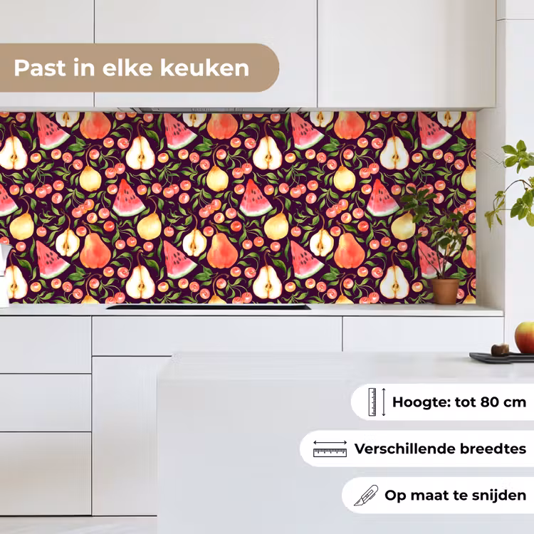 Donker - Bladeren - Fruit - Patroon keuken achterwand 2 middel 871 -sfeer4_NL