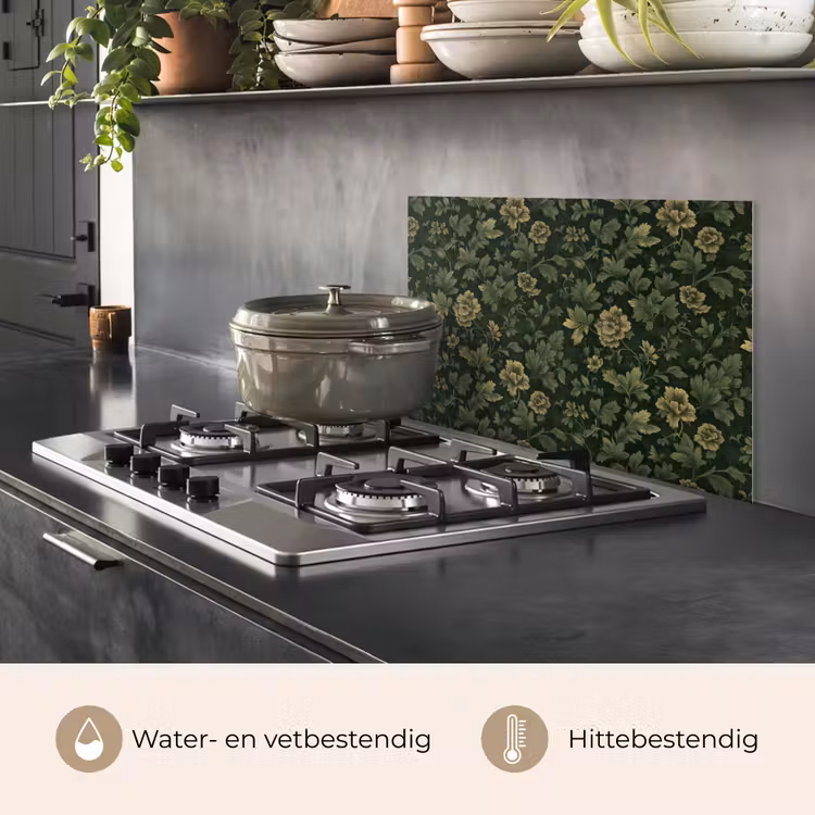 Donker - Groen - Goud - Botanisch keuken achterwand spatscherm klein 900 -usp_NL