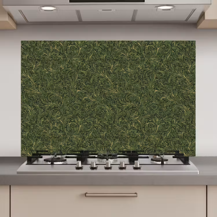 Donker - Groen - Krullend - Botanisch keuken achterwand spatscherm klein 900 -3d_website