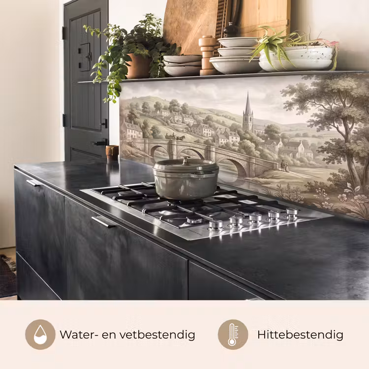Dorp - Brug - Uitzicht - Groen keuken achterwand 2 middel -usp_NL
