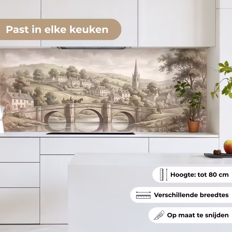 Dorp - Brug - Uitzicht - Groen keuken achterwand 2 middel -sfeer4_NL