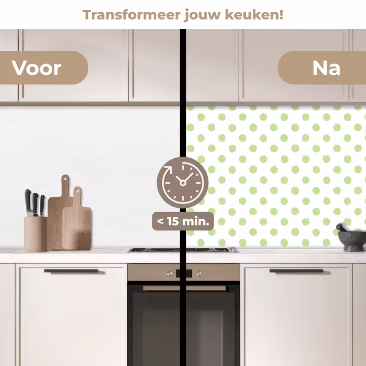 Dots - Klassiek - Groen keuken achterwand 2 middel 871 -voor-na2_NL