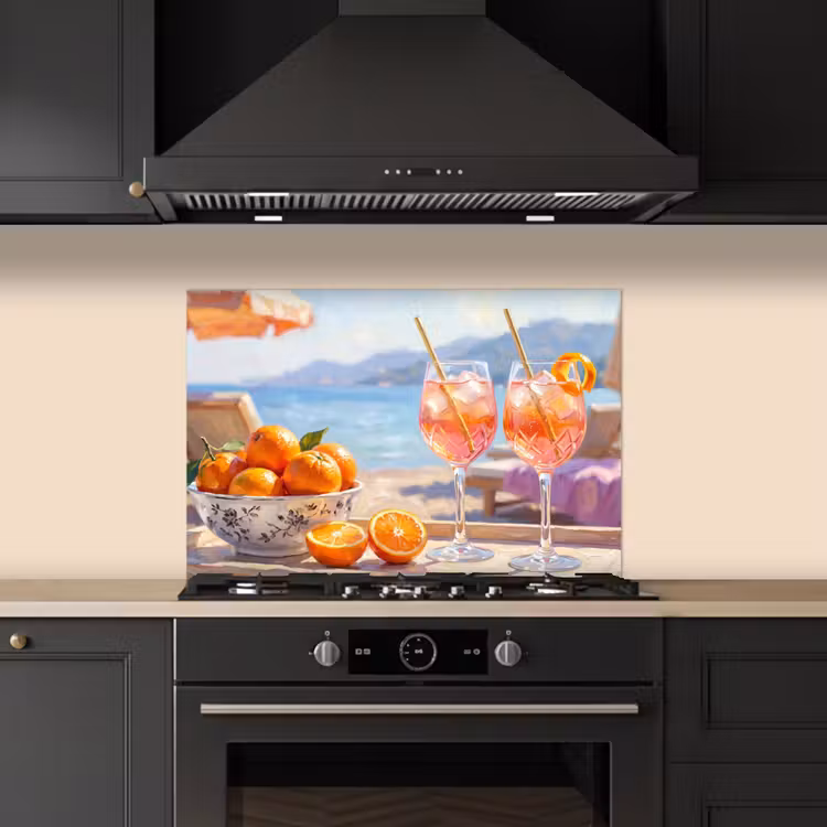 Drank - Glazen - Strand - Zomer - Oranje keuken achterwand spatscherm klein -sfeer1
