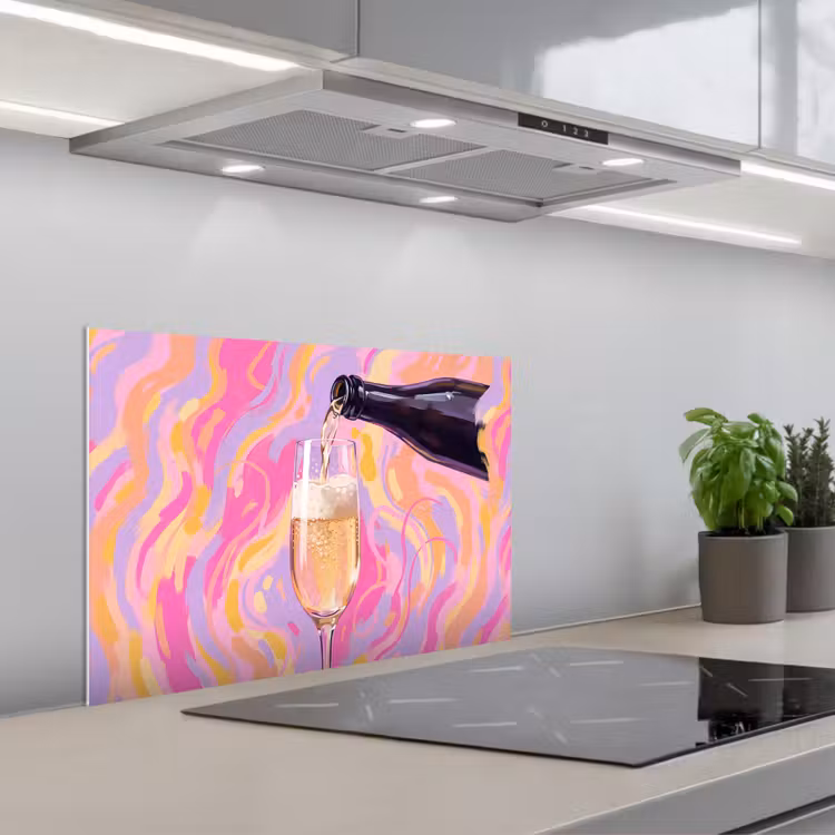 Drank - Inschenken - Feest - Abstract - Roze keuken achterwand spatscherm klein -3d_schuin