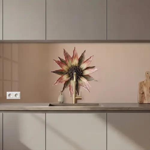 Keuken achterwand - Droogbloem - Protea - Vintage - Beige - Rustiek