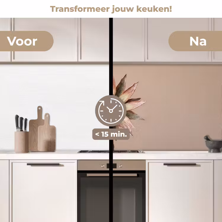Droogbloem - Protea - Vintage - Beige - Rustiek keuken achterwand 2 middel -voor-na2_NL
