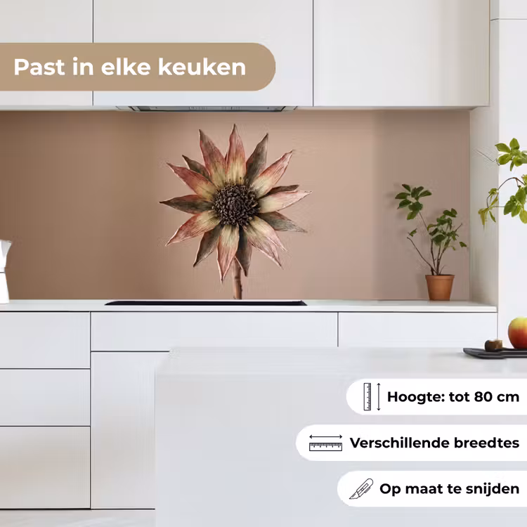 Droogbloem - Protea - Vintage - Beige - Rustiek keuken achterwand 2 middel -sfeer4_NL