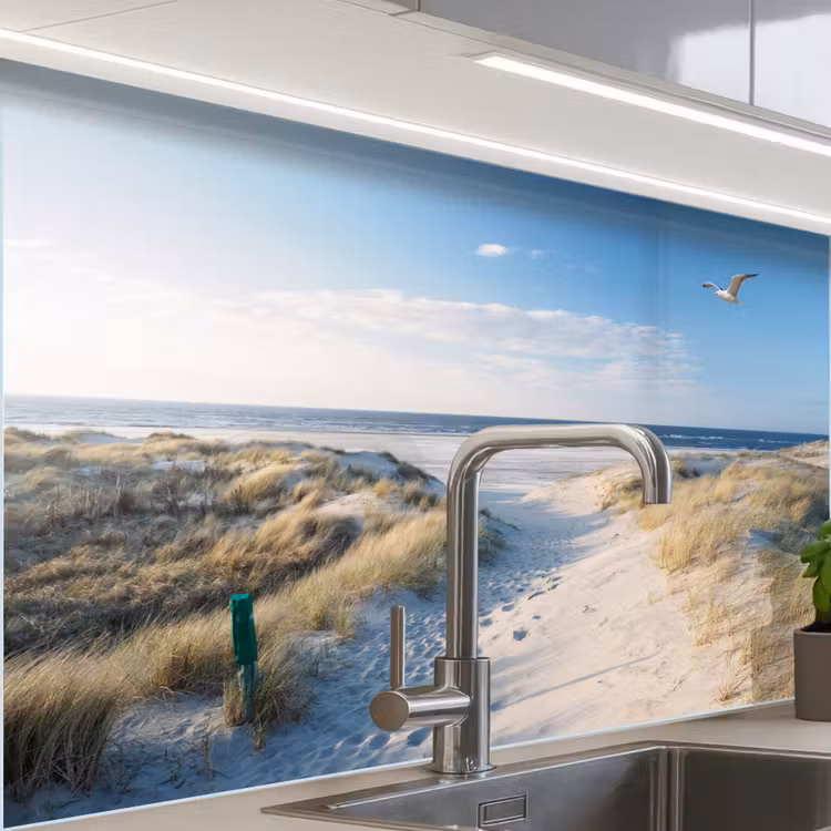 Duin - Meeuw - Strand - Zee - Zon keuken achterwand sample klein -zzzz3d_schuin