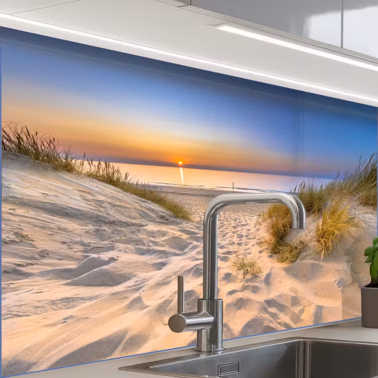 Duin - Zonsondergang - Horizon - Strand - Gras keuken achterwand sample klein -zzzz3d_schuin