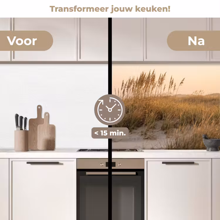 Duinlandschap - Zonsondergang - Strand keuken achterwand 2 middel -voor-na2_NL
