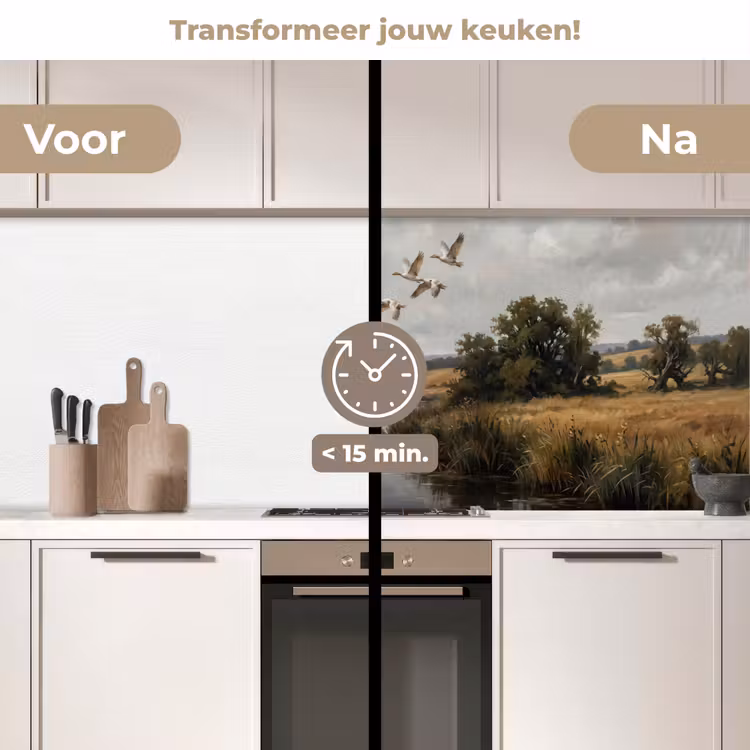 Eenden - Rivier - Landschap - Vlucht - Nostalgisch keuken achterwand 2 middel -voor-na2_NL
