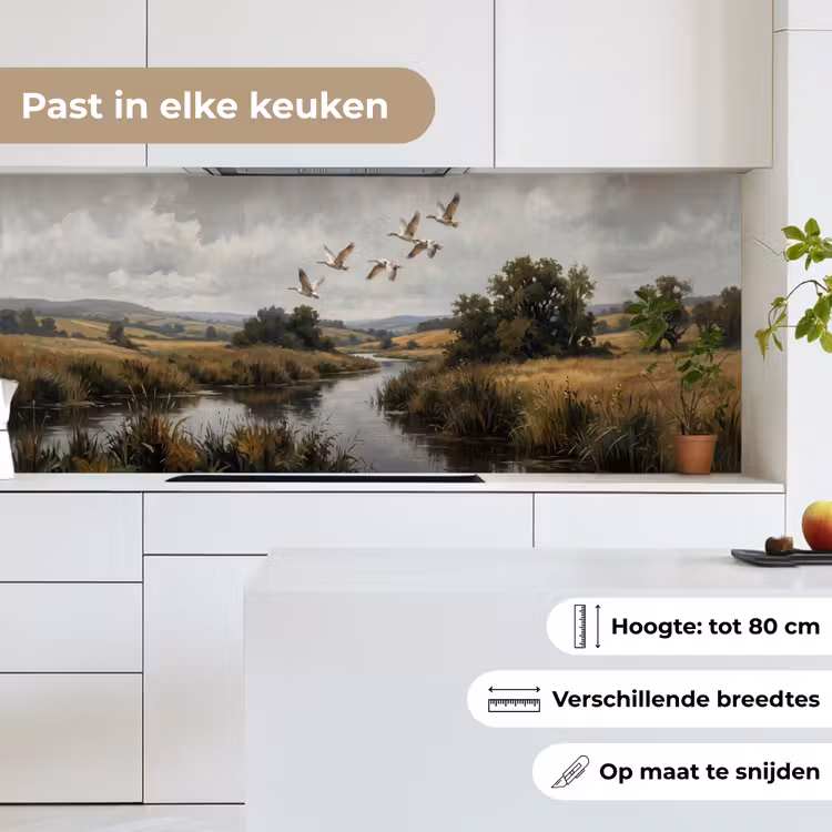 Eenden - Rivier - Landschap - Vlucht - Nostalgisch keuken achterwand 2 middel -sfeer4_NL