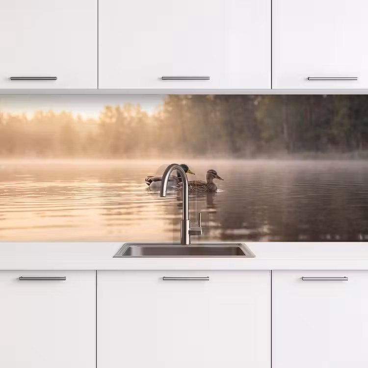 Eenden - Water - Mist - Natuur keuken achterwand 2 middel -3d