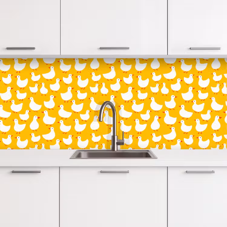Eendjes - Patroon - Geel keuken achterwand 2 middel 871 -3d