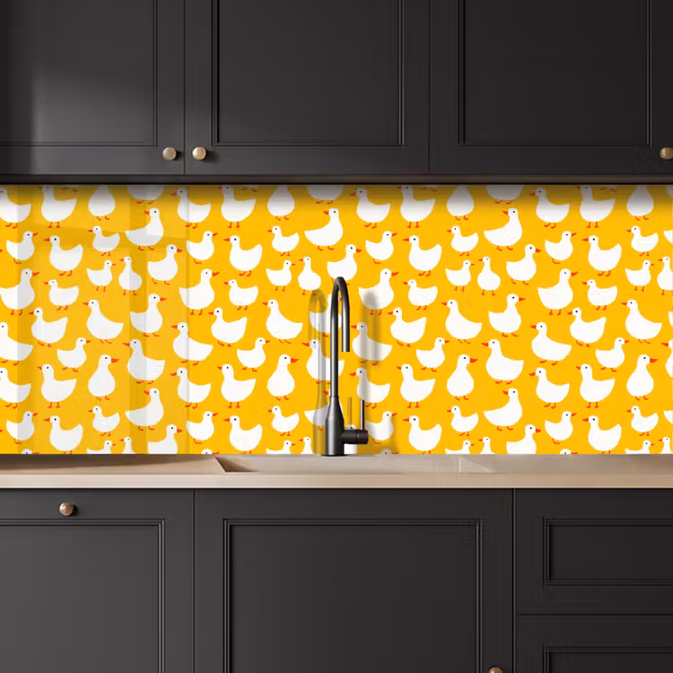 Eendjes - Patroon - Geel keuken achterwand 2 middel 871 -sfeer1
