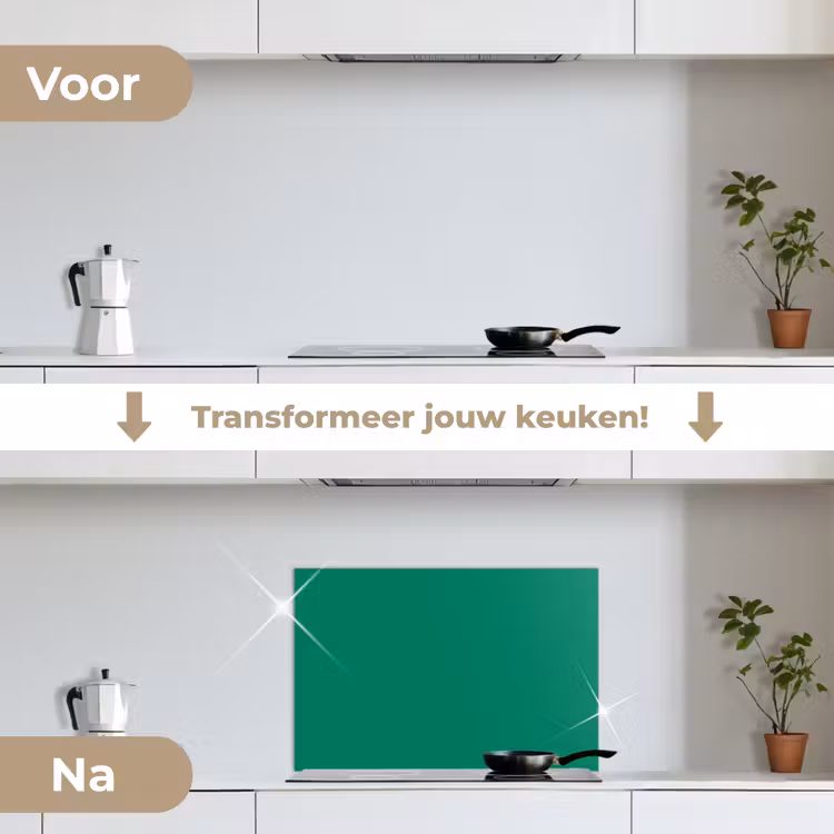 Eeuwige Esmeralda keuken achterwand spatscherm klein -voor_na_NL