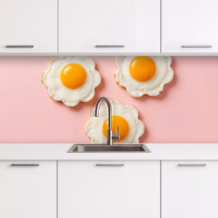Eieren - Bloem - Roze keuken achterwand 2 middel -3d