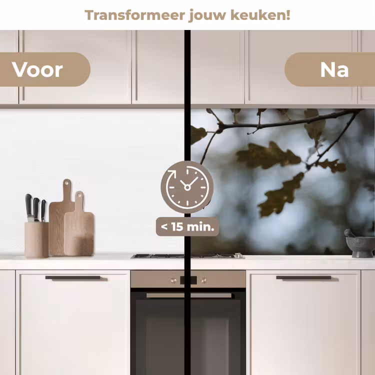 Eikel - Eikenblad - Bos - Herfst - Natuur keuken achterwand 2 middel -voor-na2_NL