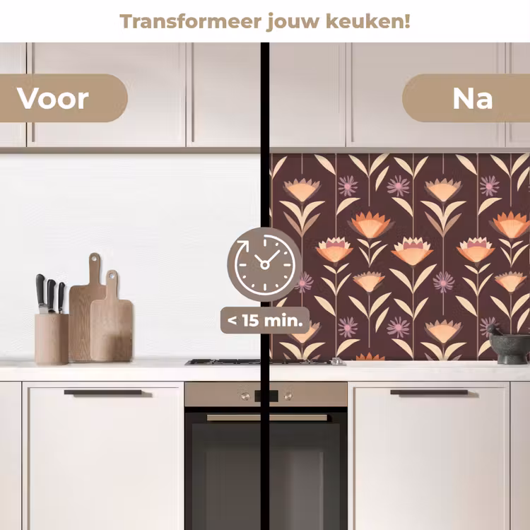 Elegant - Retro - Bruin keuken achterwand 2 middel 871 -voor-na2_NL