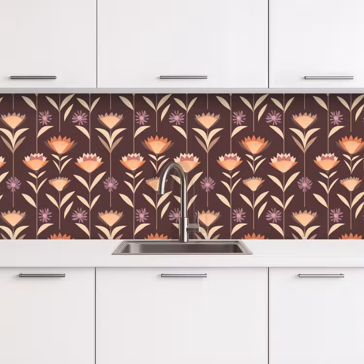 Elegant - Retro - Bruin keuken achterwand 2 middel 871 -3d