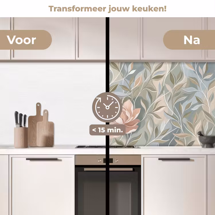 Elegant - Romantiek - Roze keuken achterwand 2 middel -voor-na2_NL