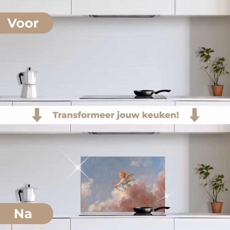 Engel - Pijl en boog - Mythologie - Klassiek keuken achterwand spatscherm klein -voor_na_NL
