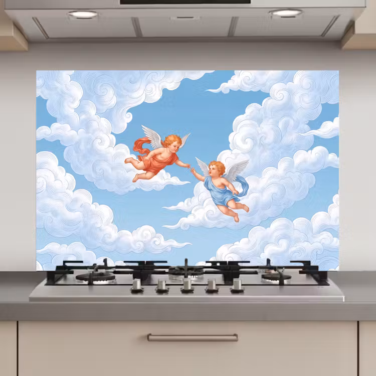Engel - Vliegend - Klassiek - Blauw keuken achterwand spatscherm klein -3d_website