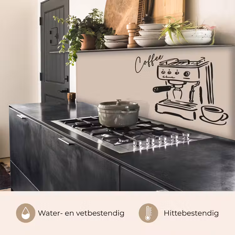 Espressomachine - Beige - Zwart keuken achterwand 2 middel -usp_NL