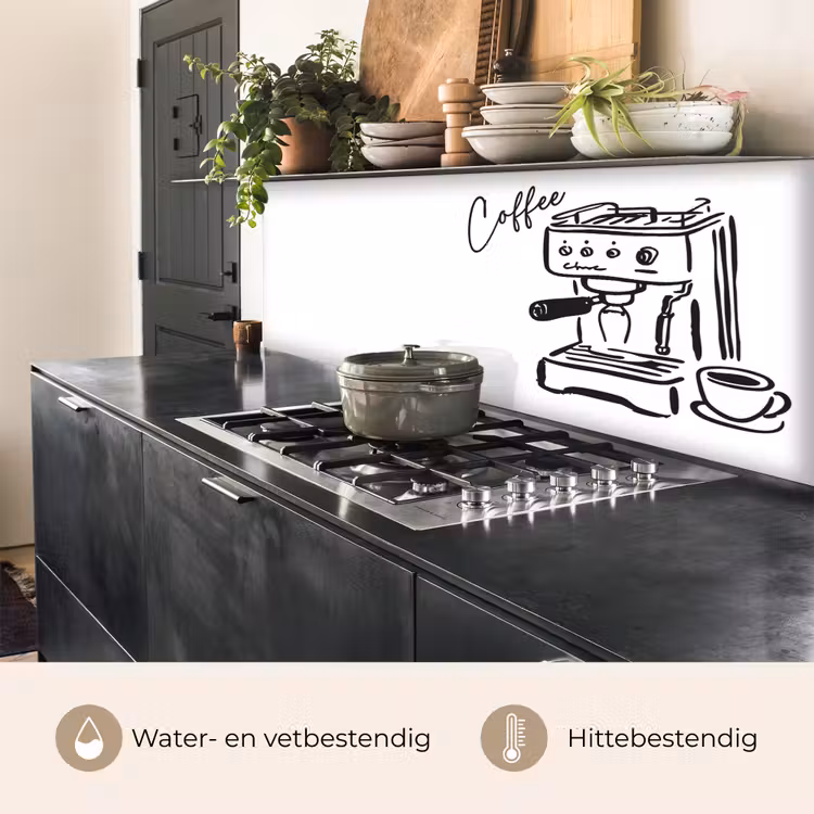 Espressomachine - Zwart - Wit keuken achterwand 2 middel -usp_NL