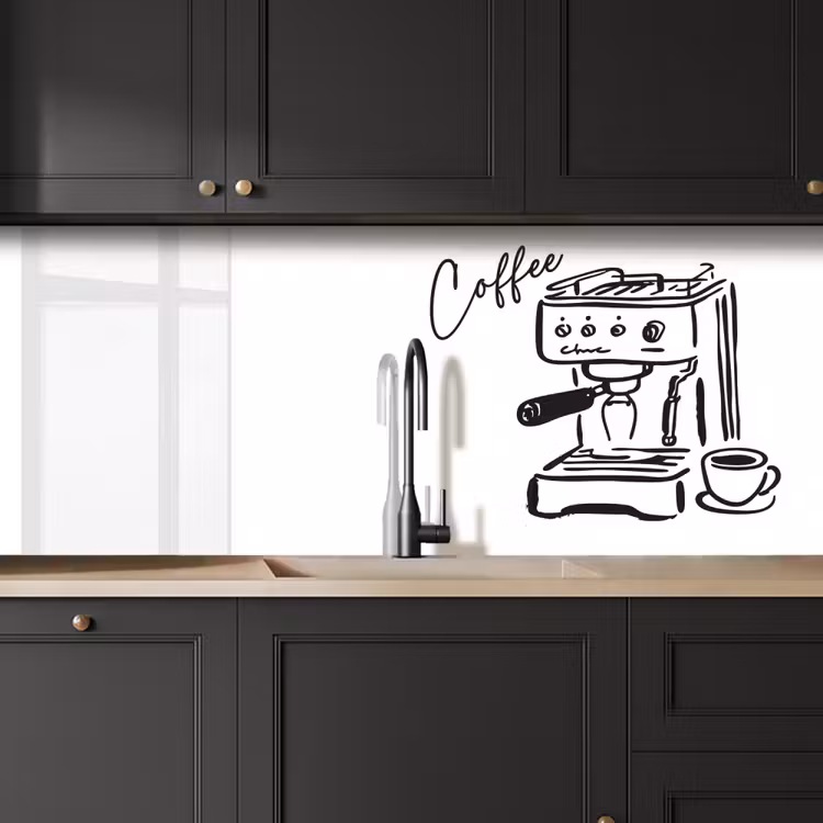 Espressomachine - Zwart - Wit keuken achterwand 2 middel -sfeer1