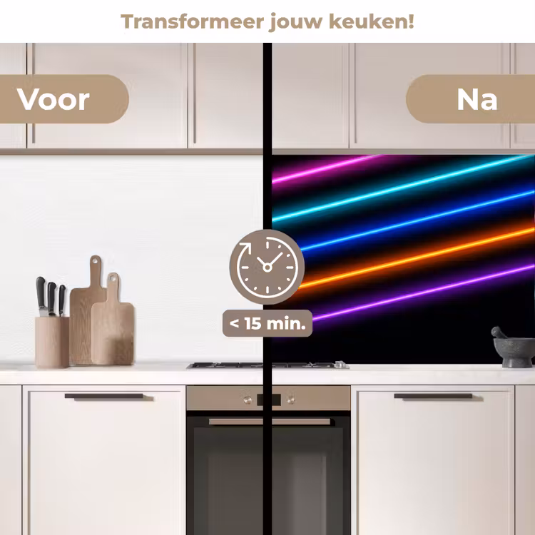 Esthetiek - Retro - Neon keuken achterwand 2 middel -voor-na2_NL