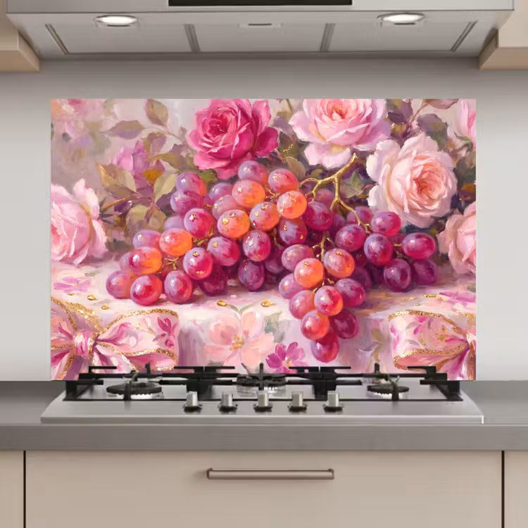 Eten - Bloemen - Stilleven - Roze - Goud keuken achterwand spatscherm klein -3d_website