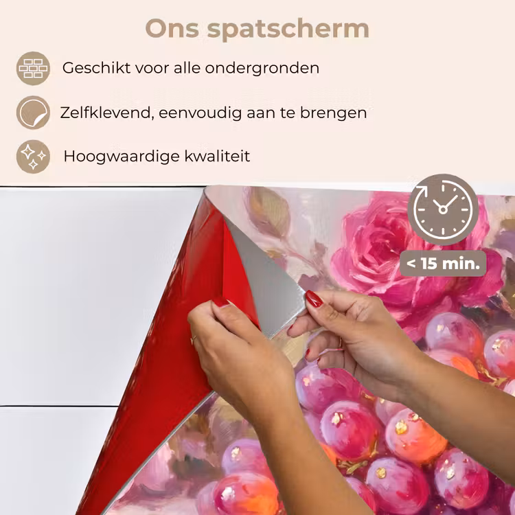 Eten - Bloemen - Stilleven - Roze - Goud keuken achterwand spatscherm klein -spatscherm_NL