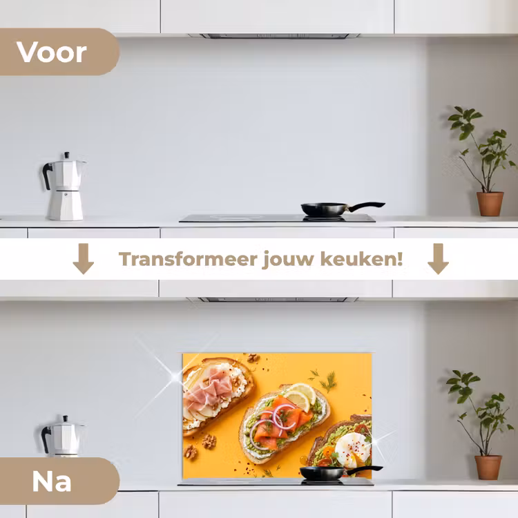 Eten - Brood - Ontbijt - Modern - Kleurrijk keuken achterwand spatscherm klein -voor_na_NL