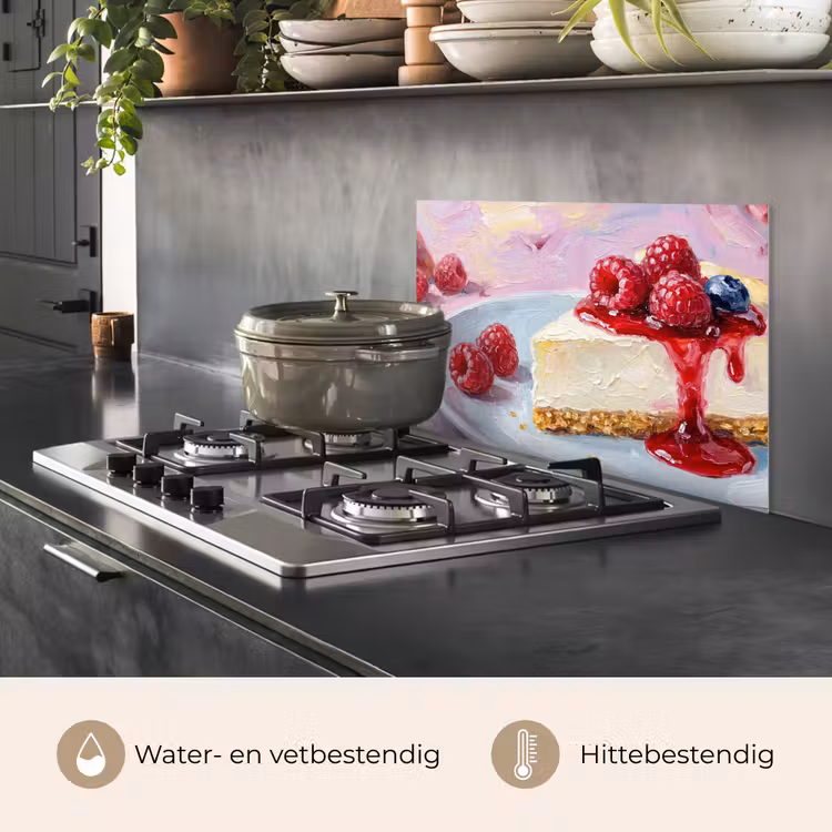 Eten - Cheesecake - Bessen - Abstract - Roze keuken achterwand spatscherm klein -usp_NL