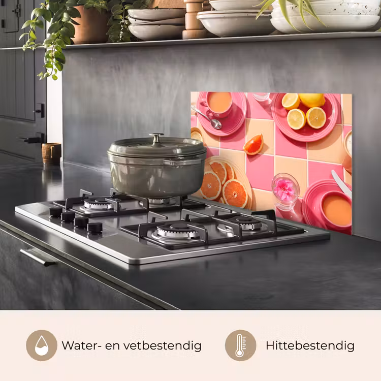 Eten - Citrusvruchten - Stillevens - Roze - Oranje keuken achterwand spatscherm klein -usp_NL