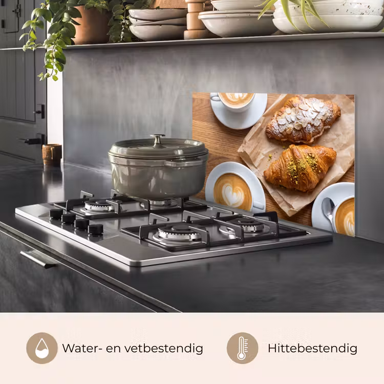 Eten - Croissant - Koffie - Ontbijt - Modern keuken achterwand spatscherm klein -usp_NL